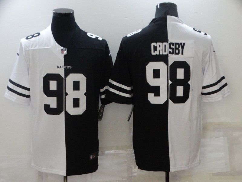 2021 Men Oakland Raiders #98 Crosby Blue white Half version Nike NFL Jerseys->oakland raiders->NFL Jersey